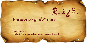 Rasovszky Áron névjegykártya